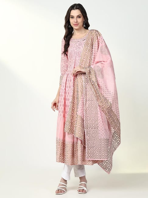 showoffff SHOWOFF Pink Embroidered Kurta With Dupatta-picture-29