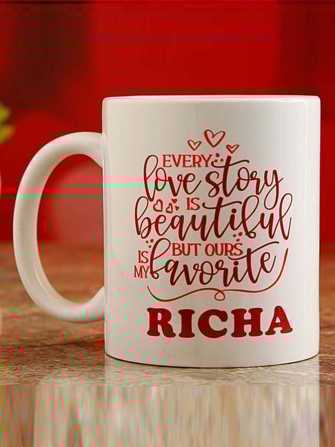 FNP White & Red Ceramic Personalised Love Story Mug (325ml)-picture-29