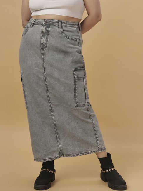 Turning Blue Grey Maxi Skirt-picture-22