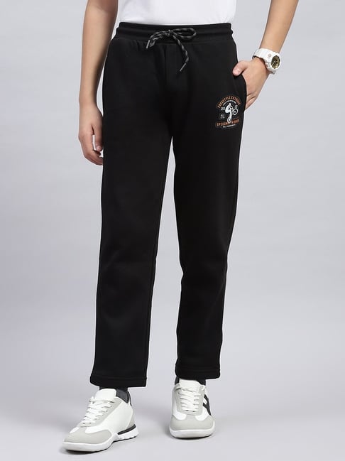 Monte Carlo Boys Black Cotton Blend Printed TrackPants-picture-24