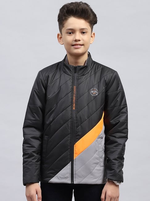 Monte Carlo Boys Black Polyester Blend Printed Jacket-image-1