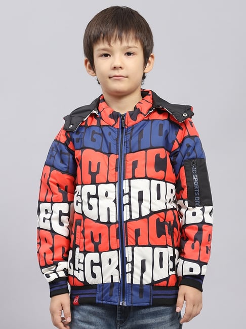 Monte Carlo Boys Rust & Navy Polyester Blend Printed Jacket-picture-14