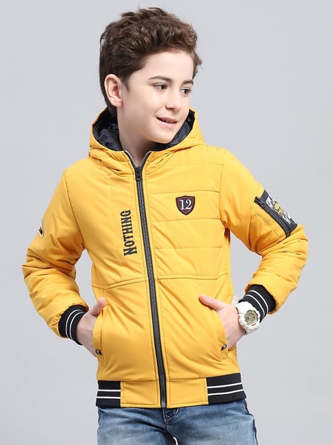 Monte Carlo Boys Yellow Polyester Blend Printed Jacket
