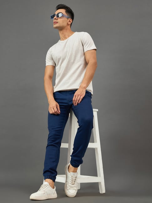 Club York Dark Blue Cotton Blend Solid Jeans-picture-34