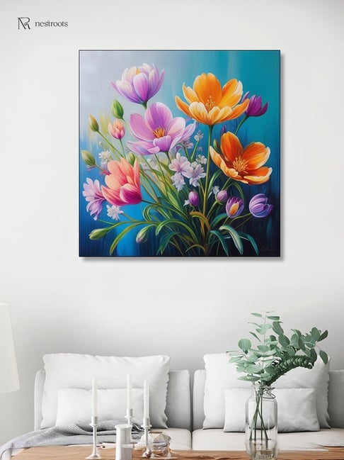Nestroots Vibrant Flowers Black Frame Floral Canvas Wall Painting-picture-43