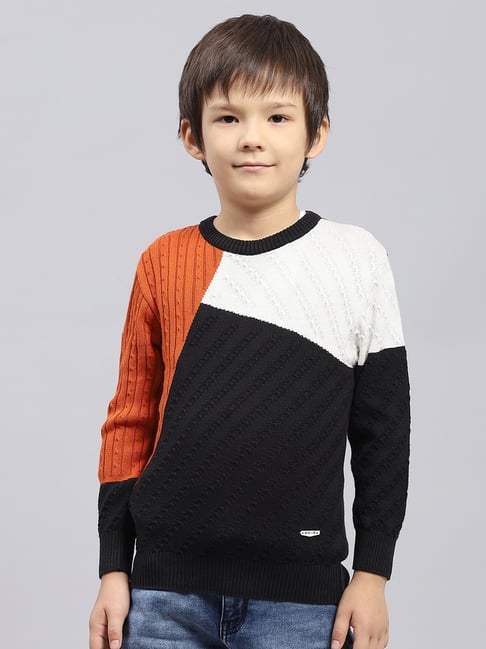 Monte Carlo Boys Rust & Black Wool Blend Self Sweater-picture-42