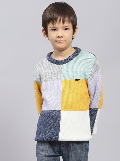 Monte Carlo Boys Multi Colored Wool Blend Self Sweater