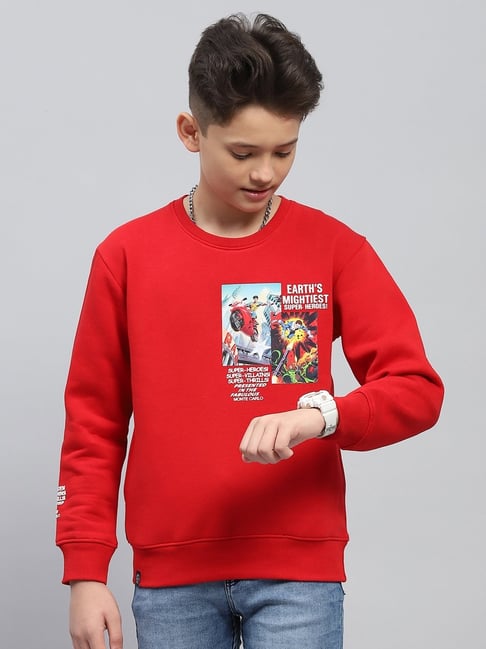 Monte Carlo Boys Red Cotton Blend Printed Sweatshirt-picture-37