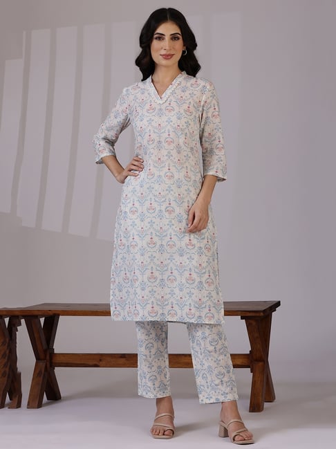 W Multi Pure Cotton Floral Kurta set