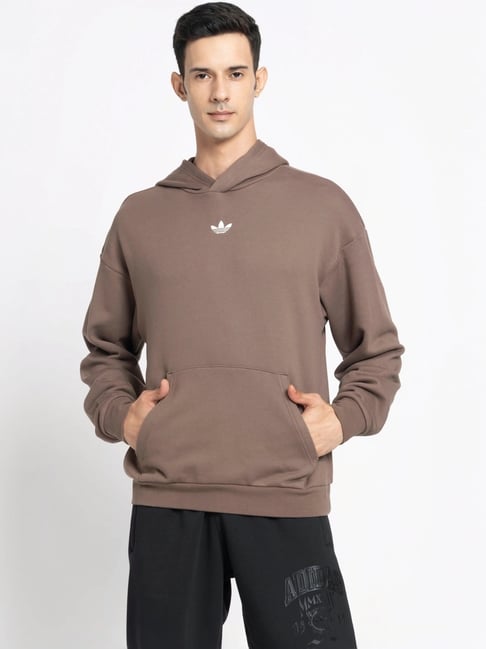 Adidas Originals Brown Loose Fit Hooded Sweatshirt-image-38