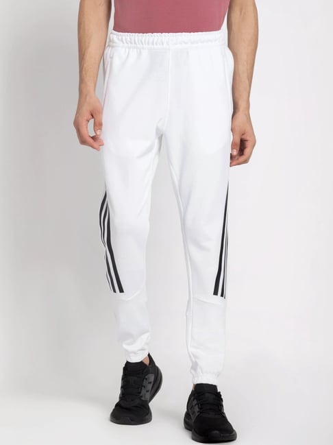 Buy Adidas White Regular Fit Striped Joggers for Mens Online