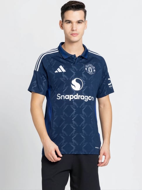 Adidas Blue Slim Fit Printed Jersey