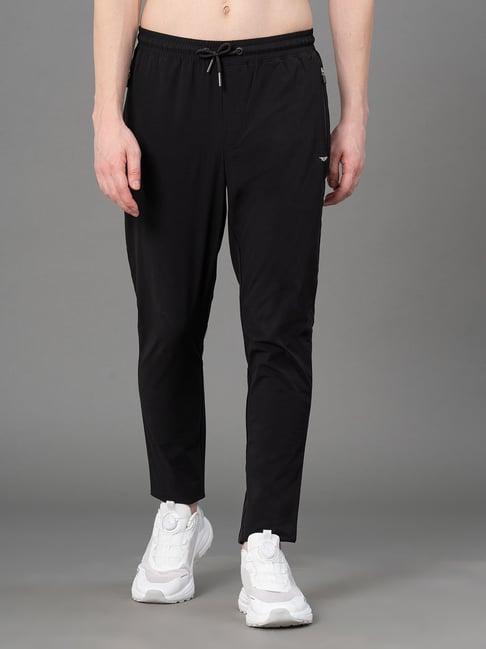 Red Tape Black Polyster Regular fit Solid Track Pant