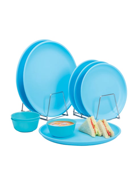 Varmora Polypropylene Blue Plastic Dinner Set - 9 Pcs-picture-28