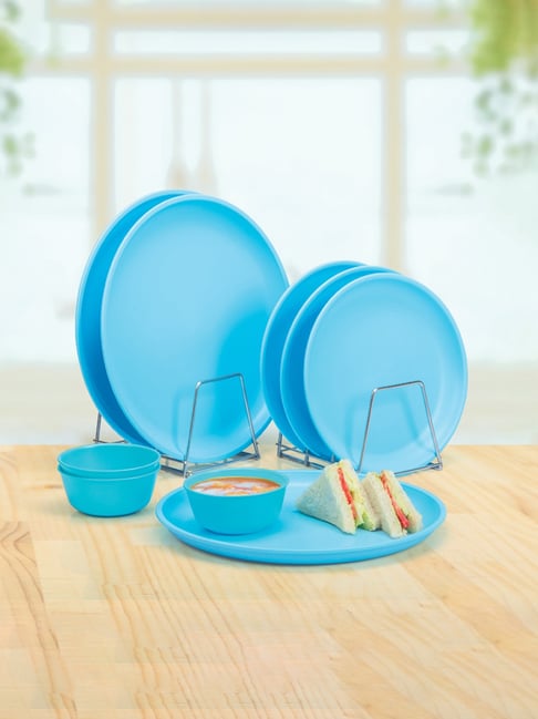 Buy Varmora Polypropylene Blue Plastic Dinner Set Pcs at Best