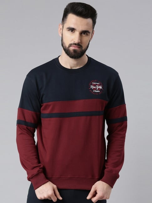 Force NXT Navy Cotton Regular fit Colorblock Sweatshirt-picture-33