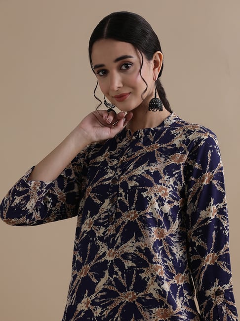 Jaipur Kurti Blue Viscose Rayon Regular Fit Print Kurta-picture-36