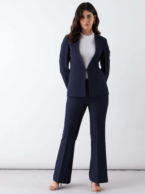 Powersutra Navy Plain Blazer With Trouser-picture-10