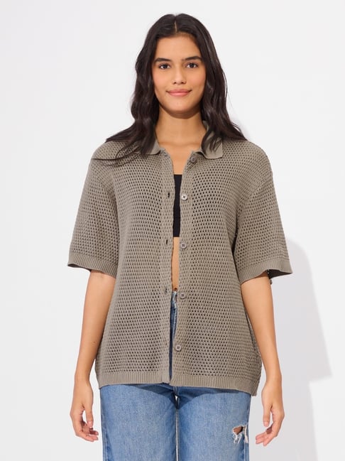 The Souled Store Grey Solid Casual Shirt-picture-22