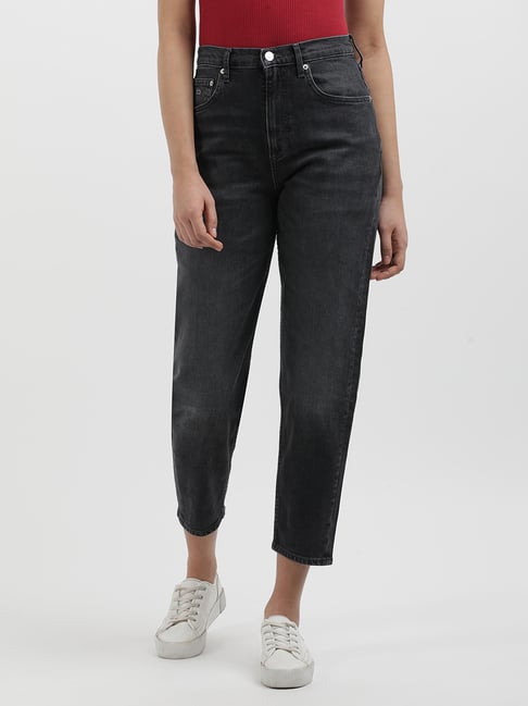 TOMMY HILFIGER Black Cotton Relaxed Fit High Rise Jeans-picture-27