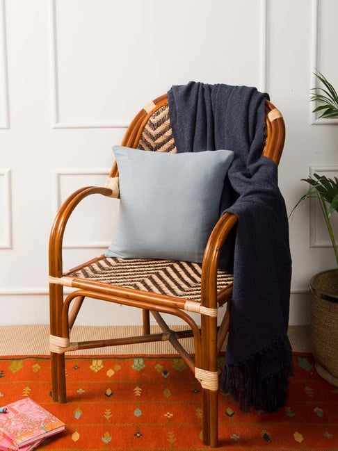 Fabindia Home Standalone Blue Jute Woven Cushion Cover-image-15
