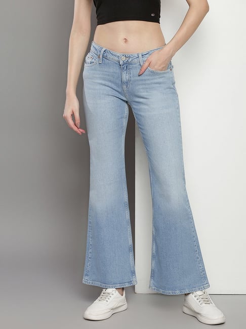 TOMMY HILFIGER Blue Cotton Flared Fit Low Rise Jeans-picture-39