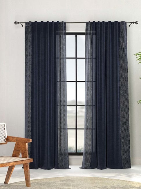 Fabindia Home Standalone Indigo Cotton Woven Curtain - 9 Feet