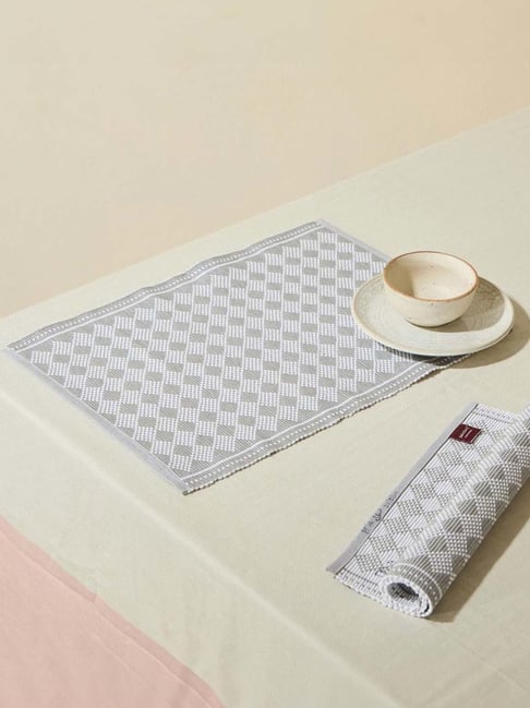 Fabindia Home Grey Cotton 525 GSM Woven Mat - Set of 6