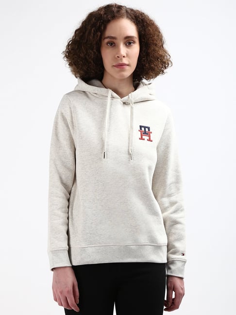 TOMMY HILFIGER Grey Cotton Graphic Print Hoodie