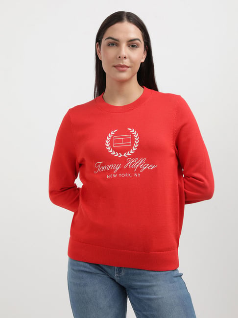 TOMMY HILFIGER Red Cotton Graphic Print Sweatshirt-picture-19
