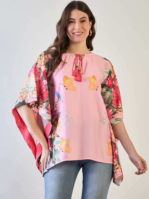 The Kaftan Company Pink Polyester Regular Fit Print Top