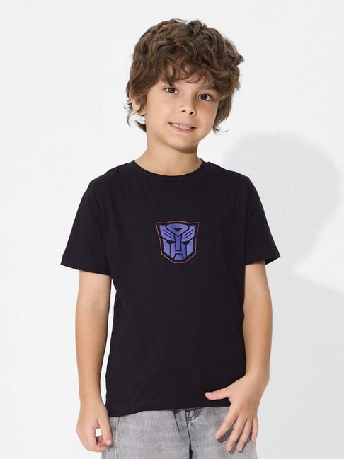 The Souled Store Boys Black & Purple Cotton Printed T-Shirt-picture-38