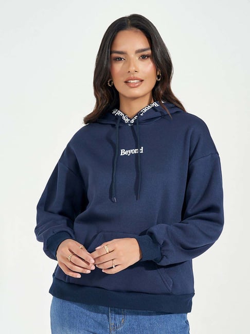 Styli Navy Printed Hoodie-image-26