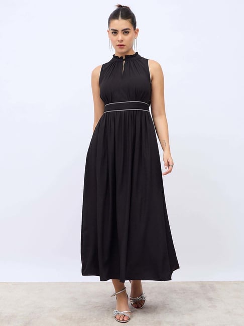 plain black flowy dress Plain Black Tiered SunDress Maxi