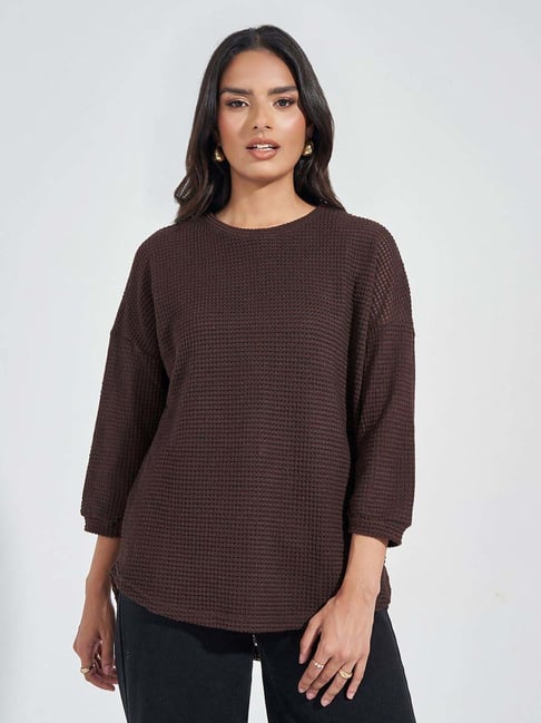 Styli Brown Plain T-Shirt