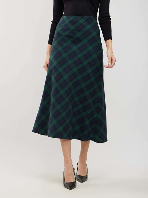 Fablestreet Green Cotton Checks Skirt-picture-39