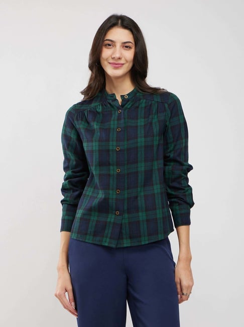 Fablestreet Green Cotton Checks Shirt-picture-37