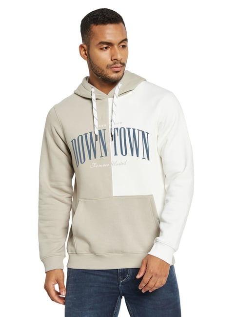 Octave Sand Regular Fit Colorblock Hooded Sweatshirt