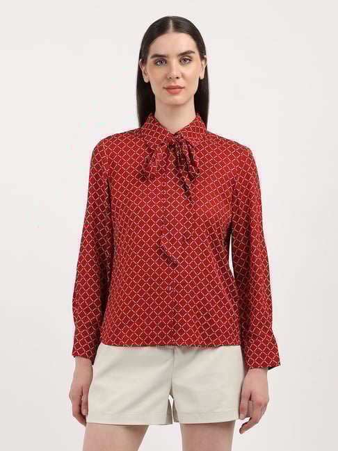 TOMMY HILFIGER Maroon Printed Shirt-image-0