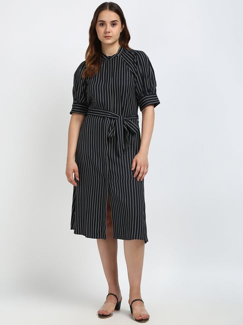 TOMMY HILFIGER Black Striped A Line Dress-picture-10