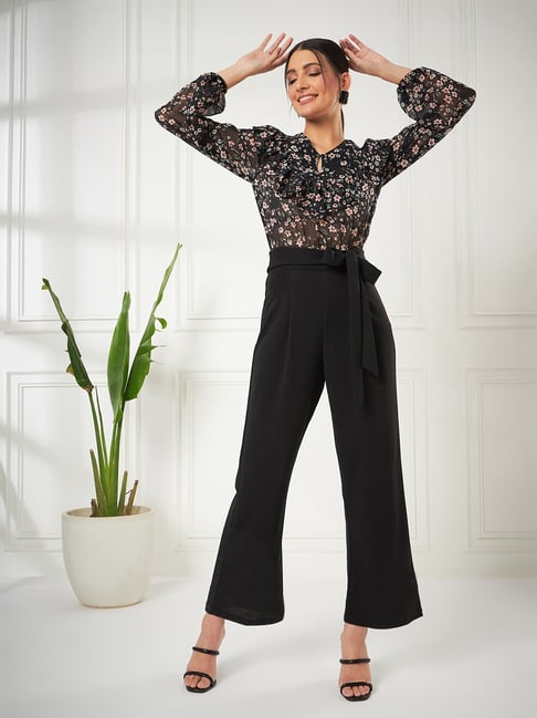 Kibo Black Polyester Print Jumpsuit