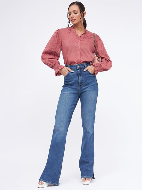 Kibo Coral Cotton Self Tops