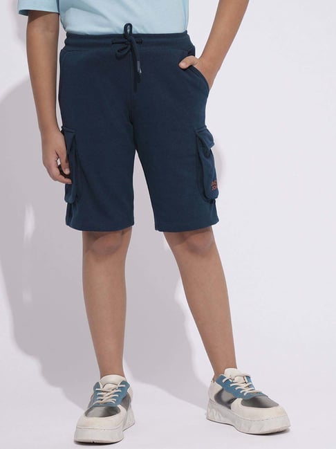 Jack & Jones Junior Boys Naval Academy Cotton Solid Shorts