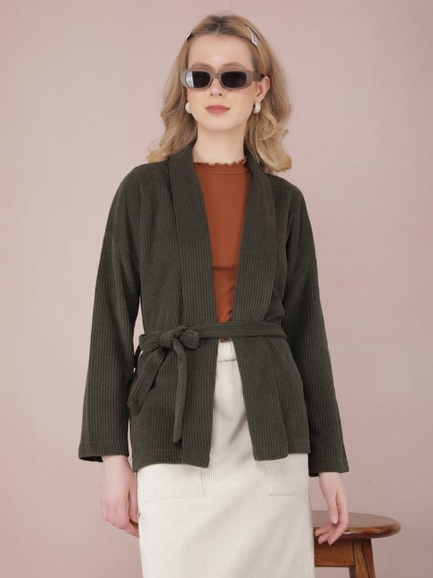 Crimsoune Club Olive Self Design Shrug-picture-30