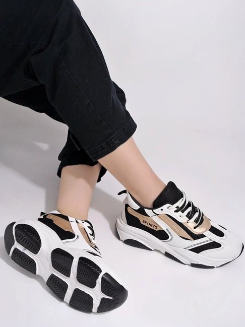 Buy Shoetopia Women's White Black Sneakers for Women at Best