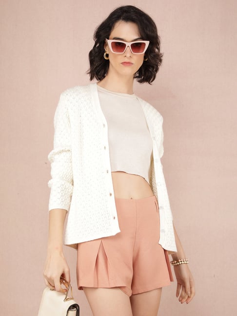 crimsoune club white self design cardigan