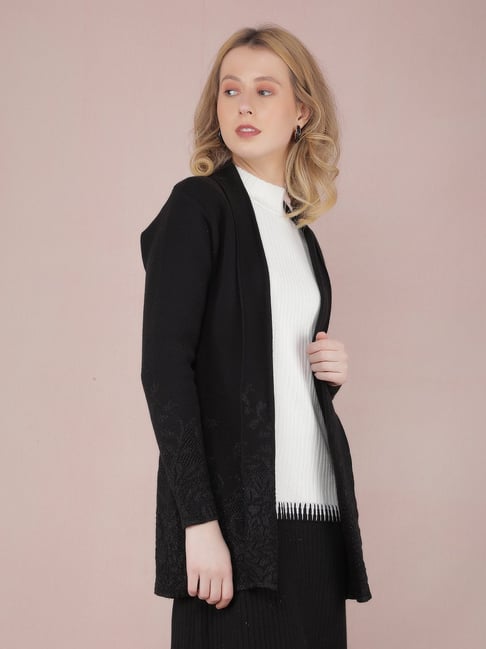 Crimsoune Club Black Self Design Long Shrug