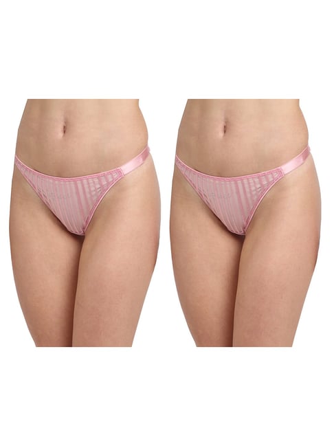 Erotissch Pack Of 2 Light Pink Self Design Thongs