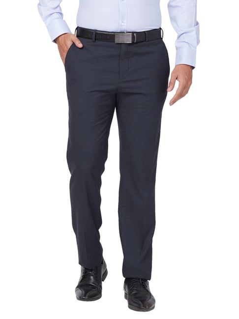 Raymond Blue Slim Fit Checks Trousers-picture-22