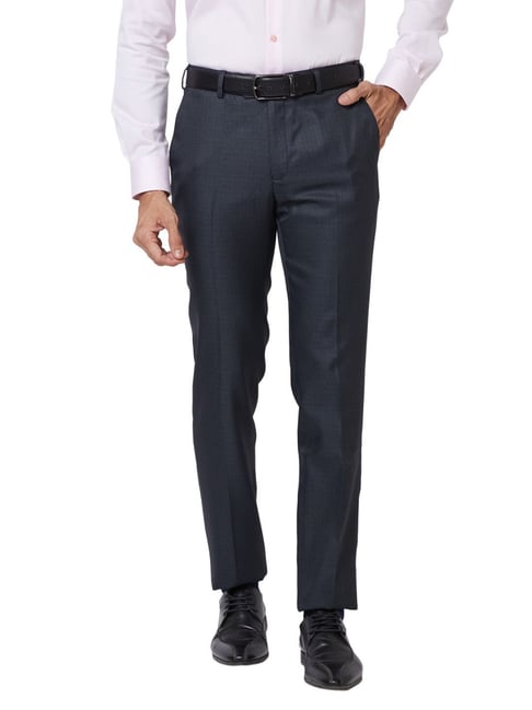 Raymond Blue Slim Fit Checks Trousers-picture-28